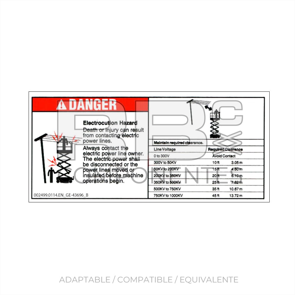 ADHESIVO COMPATIBLE REF GE-43696 INGLES