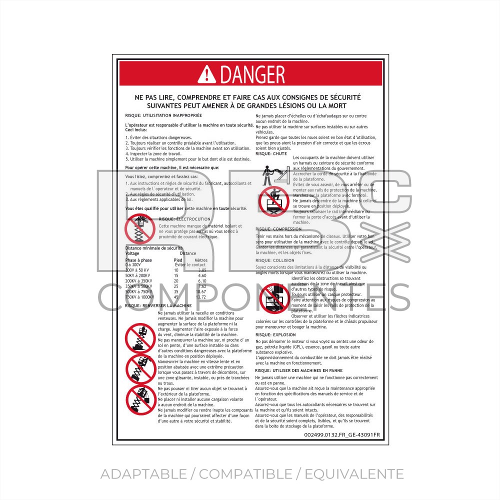 ADHESIVO COMPATIBLE REF GE 43091 FRANCES