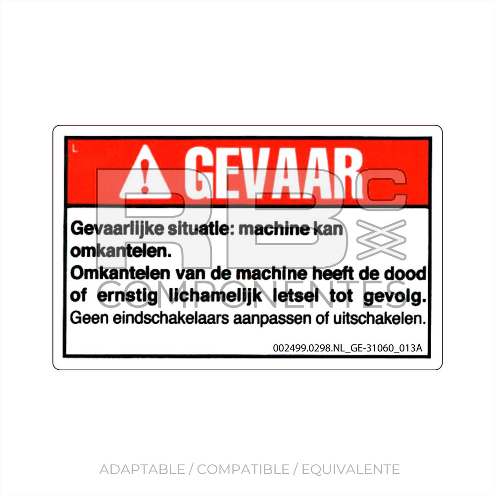 ADHESIVO COMPATIBLE REF GE 31060 013A HOLANDES