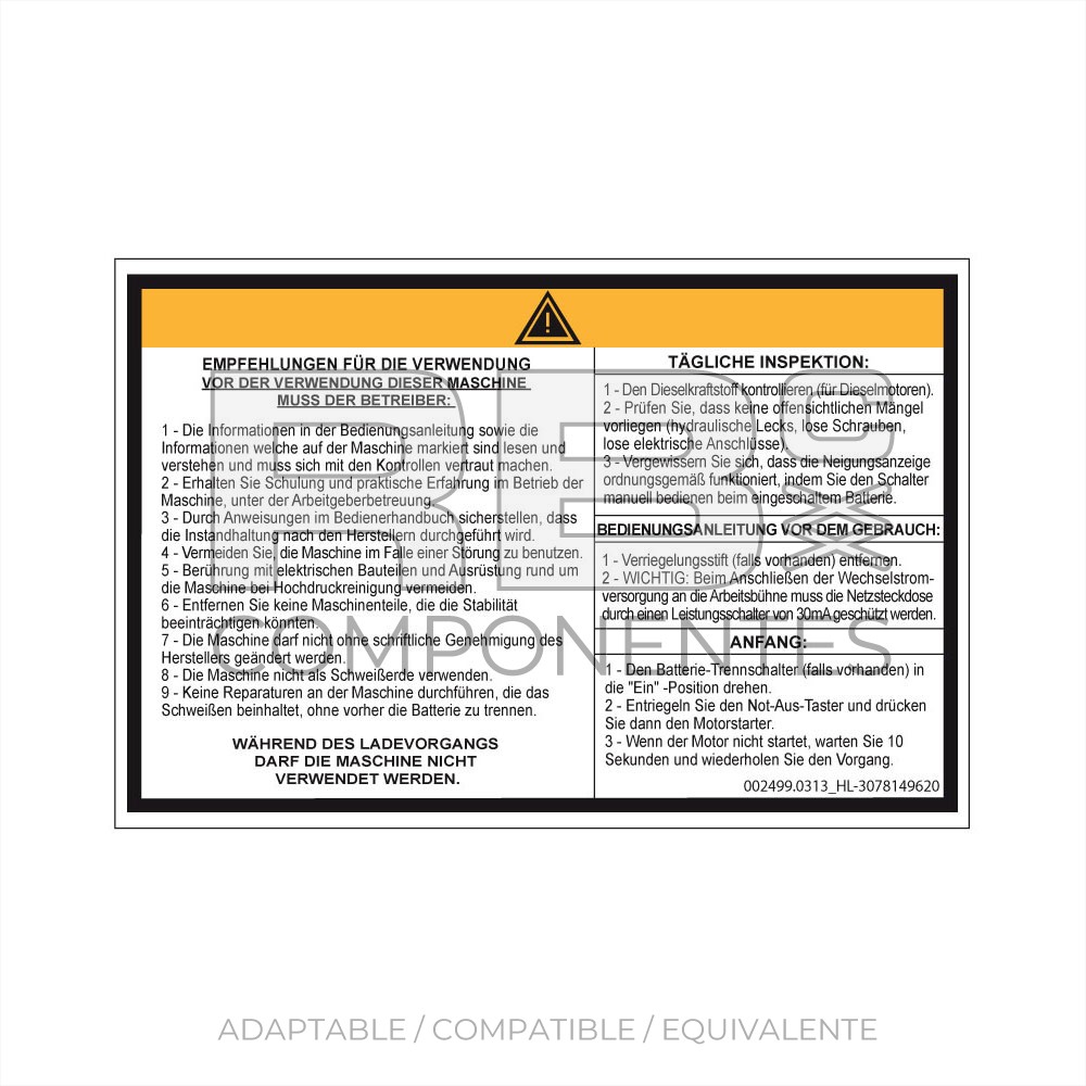 ADH. COSIGNAS DE UTILIZACION (ALEMAN) 210x140mm