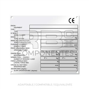 PLACA DE CARACTERÍSTICAS PARA TODO TIPO DE MÁQUINAS